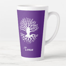 Tasse Latte Arbre de vie violet et blanc Monogramme