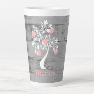 Tasse Latte Arbre rose des coeurs Tlatte personnalisée