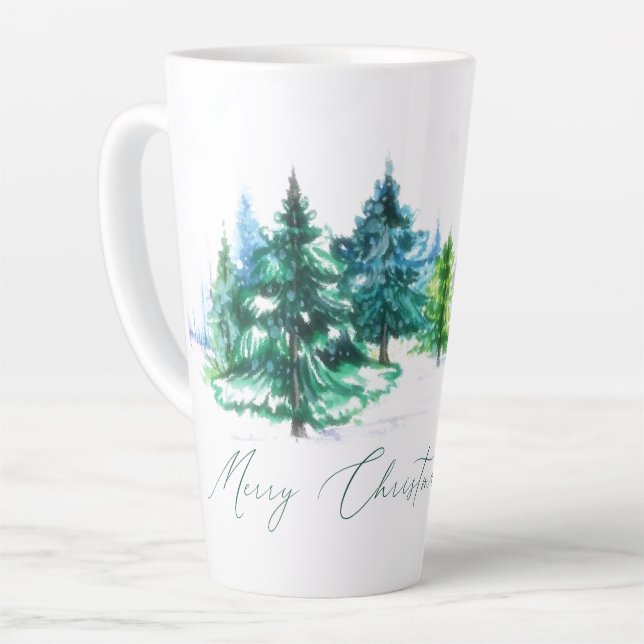 Tasse Latte Arbres à l'aquarelle  (Angle gauche)