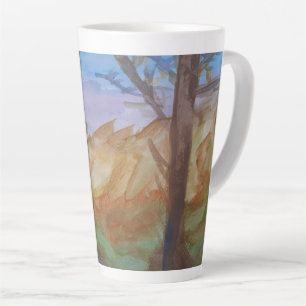 Tasse Latte Arbres au coucher du soleil