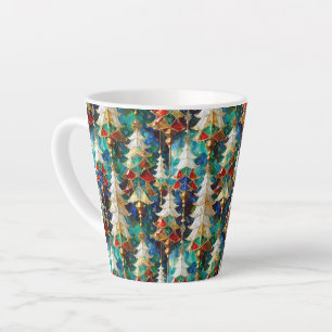 Tasse Latte Arbres de Noël en verre coloré