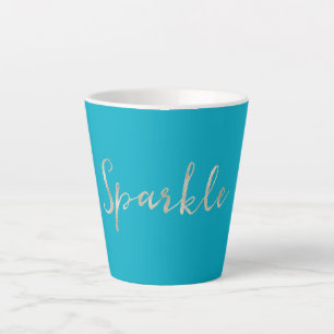 Tasse Latte Argent étincelant bleu Aqua