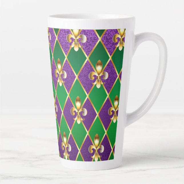 Tasse Latte Arrière - plan de bijoux Mardi Gras (Droite)