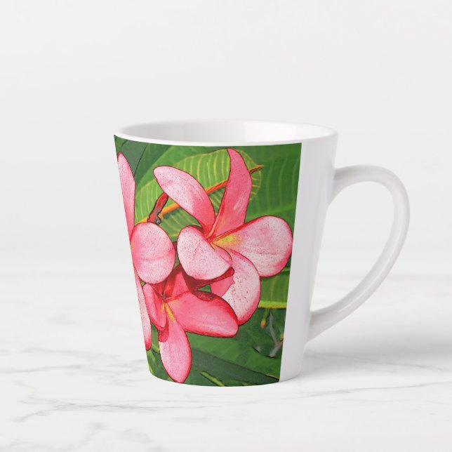 Tasse Latte Art de Frangipanier Tropical Rose (Droite)