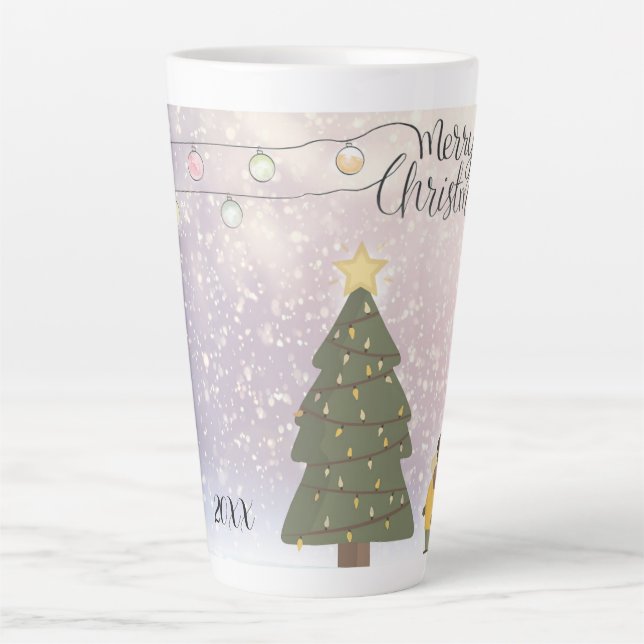 Tasse Latte Art Dé Jaune Star Xmas (Devant)