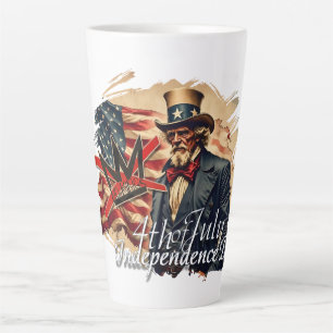 Tasse Latte Art de la fête de l'indépendance de l'oncle Sam sa