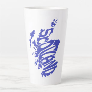 Tasse Latte Art de mots en silhouette de l'Écosse