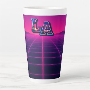 Tasse Latte Art de typographie néon de style Californie des an
