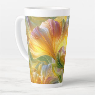 Tasse Latte Art floral abstrait avec des pétales jaunes