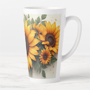 Tasse Latte Art floral tournesol jaune