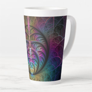 Tasse Latte Art Fractal Abstrait coloré à motifs Trippy
