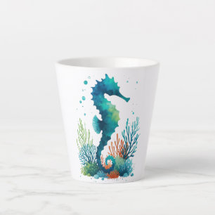 Tasse Latte art marin/de plage/côtier hippique
