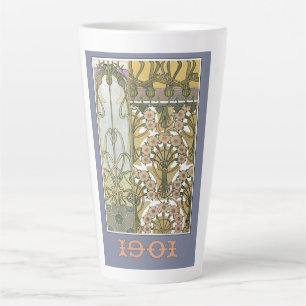 Tasse Latte Art nouveau alphonse mucha art floral 1901 violet