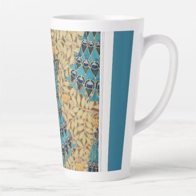 Tasse Latte Art nouveau paon textile déco verneuil bleu (Droite)