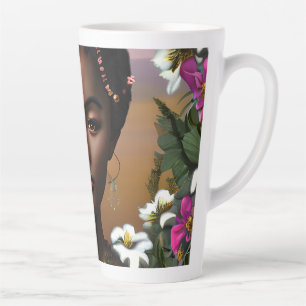 Tasse Latte Art numérique afro-américain de beauté par l'IA