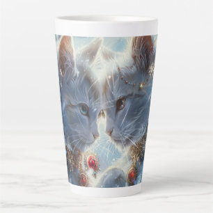 Tasse Latte Art numérique aux chats blancs