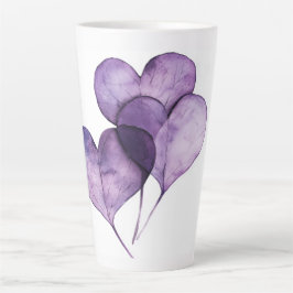 Tasse Latte *Art numérique d'aquarelle de coeur violet