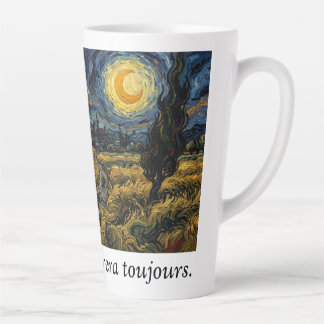 Tasse Latte Art post-impressionniste Nuit étoilée Champ de blé