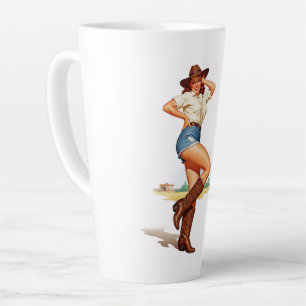 Tasse Latte Art rétro Cowgirl Pin up