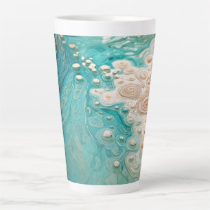 Tasse Latte Art topographique océanique abstrait
