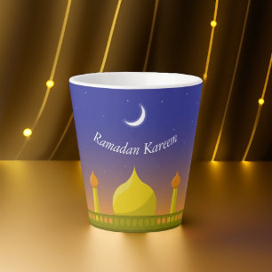 Tasse Latte Art typographique du croissant islamique Ramadan K