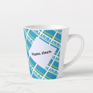 Tasse Latte Aruba Drapeau Arubais Personnalisation de titre bl