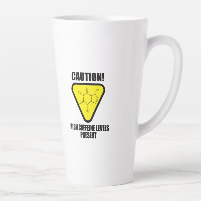 Tasse Latte Attention ! Niveaux élevés de caféine (Droite)