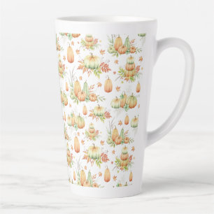 Tasse Latte Automne Citrouille Feuille Russe Fête Thanksgiving