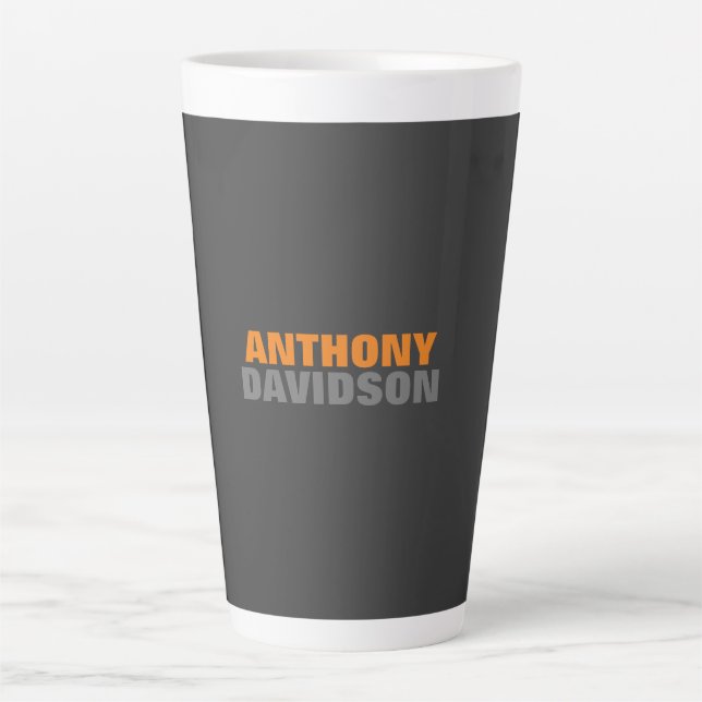 Tasse Latte Autre Taille Parfaite Gris Orange Gras Texte (Devant)