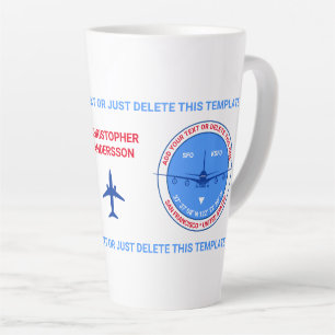 Tasse Latte Aviateur, Pilote, Voyageur Touristique Personnalis