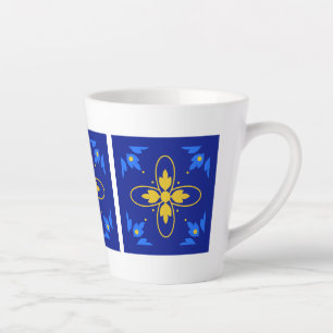 Tasse Latte Azulejos Bleus et Jaunes