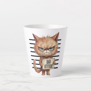 Tasse Latte Bad Attitude Chat Mugshot - Drôle Feline Design