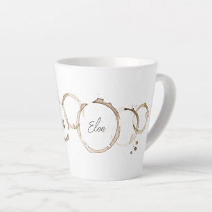Tasse Latte Bagues de CAFÉ NOM Brown Blanc Artiste Amusant