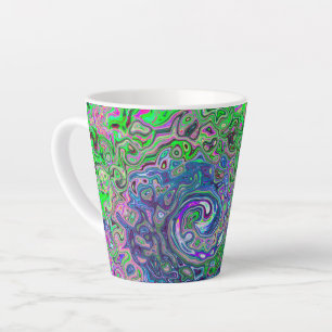 Tasse Latte Balayage Abstrait marbré vert et violet de chaux