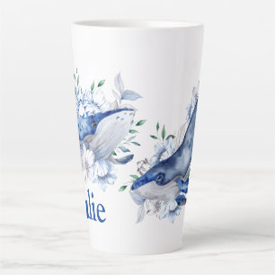 Tasse Latte Baleines bleues personnalisées