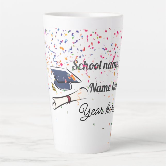 Tasse Latte Ballon de fin d'études personnalisé (Devant)
