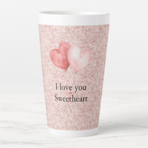 Tasse Latte Ballons en forme de cœur rose rouge Sweetheart sci