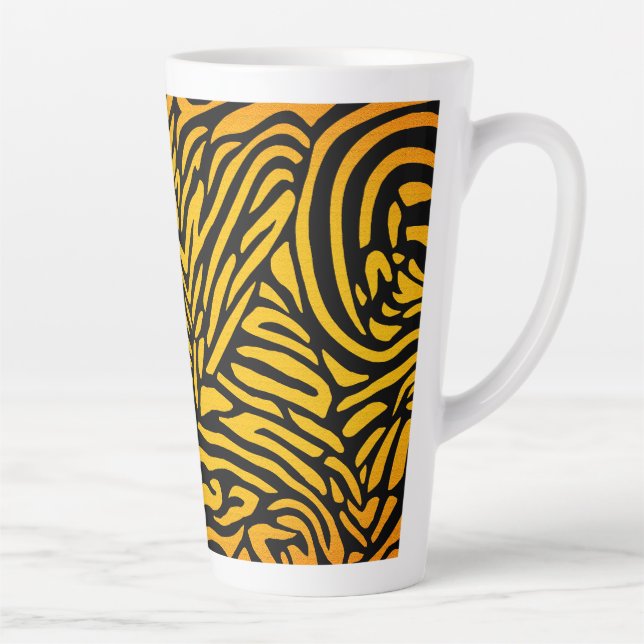 Tasse Latte Bandes zébrées en jaune or (Droite)