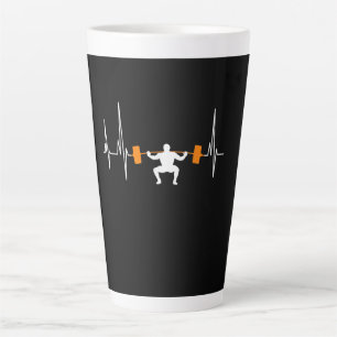 Tasse Latte Barbell Weightlifting Heartbeat Bodybuilding
