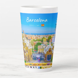 Tasse Latte Barcelone, Espagne - Parc Guell Grande Mosaïque de