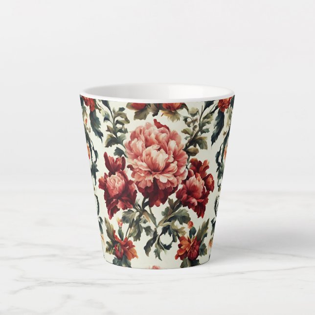 Tasse Latte baroque italien. Fleurs et Feuilles chics (Devant)