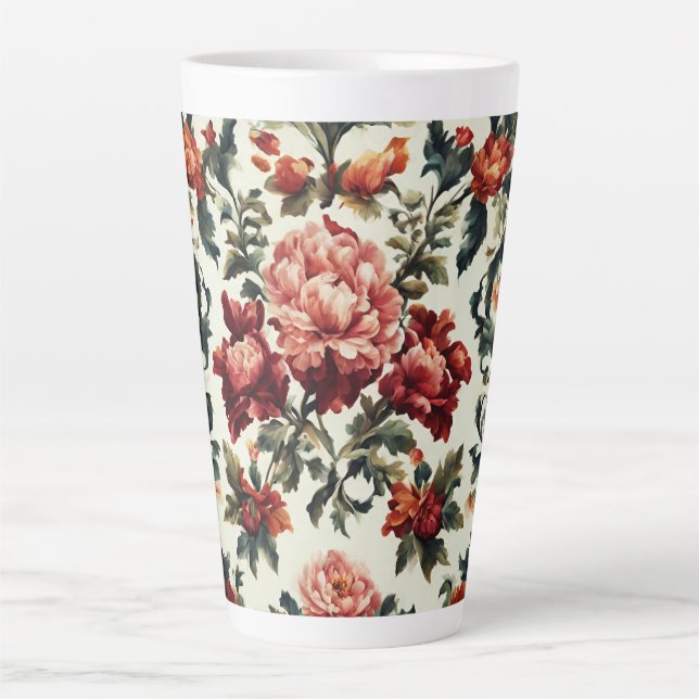 Tasse Latte baroque italien. Fleurs et Feuilles chics (Devant)