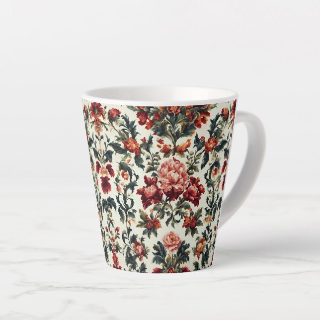 Tasse Latte baroque italien. Fleurs et Feuilles chics (Angle droit)