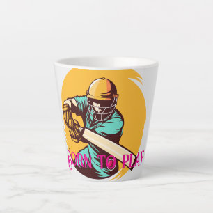 Tasse Latte Bat pivotante du joueur de cricket gras - Vecteur