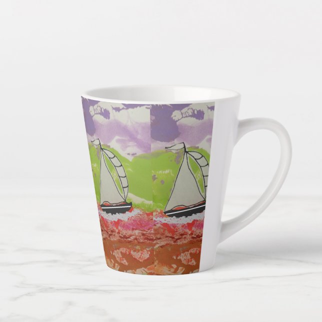Tasse Latte Bateau À Voilier Strib Jib (Droite)
