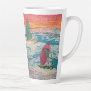 Tasse Latte Bateaux à voile Orange Sky