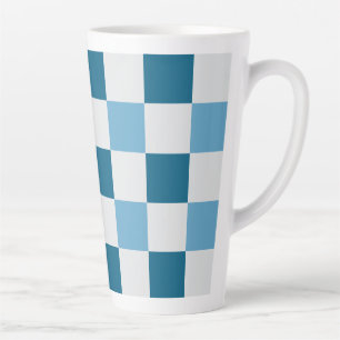 Tasse Latte Bâton Carré Motif en tableau blanc et bleu
