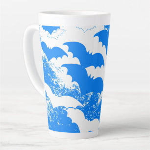 Tasse Latte Bats blancs en bleu de vol