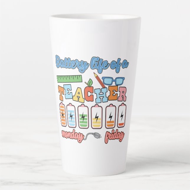 Tasse Latte Batterie - Une semaine d'examen (Devant)