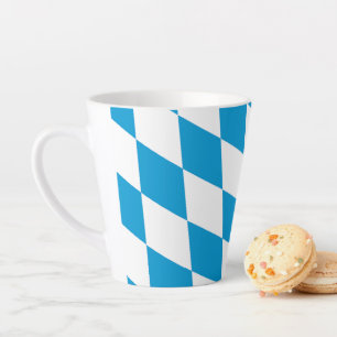 Tasse Latte Bavière diamant drapeau motif bleu et blanc